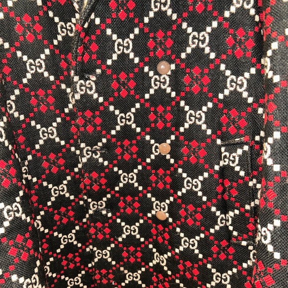 Gucci Black and Red Patterned Pea Coat - Picture 12 of 15